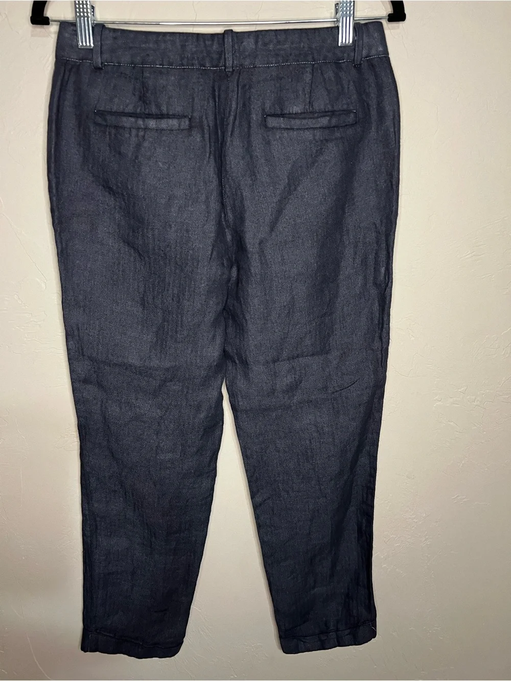 J.Crew Café Capri Blue Linen Blend Slim Crop Office Career Preppy Pants